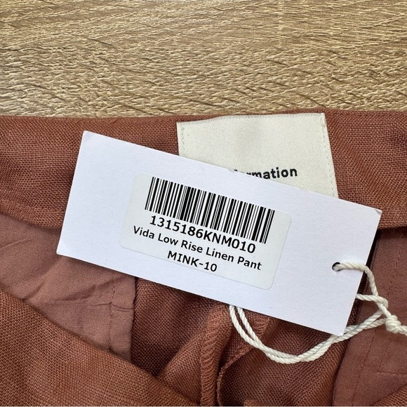 NWT Reformation Vida Linen Low Rise Pant Straight Leg Mink 10 - Picture 8 of 15